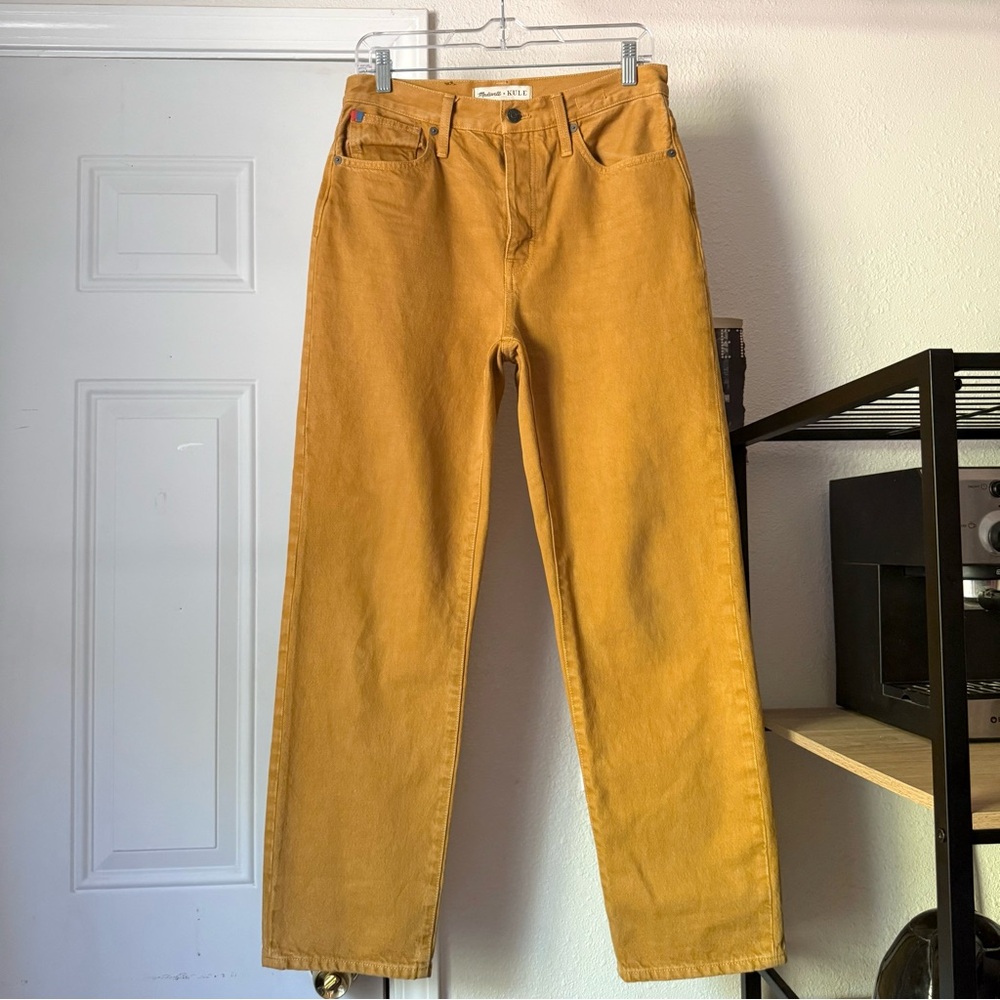 MADEWELL x KULE mustard yellow cotton denim straight leg dad jean dadjean jeans